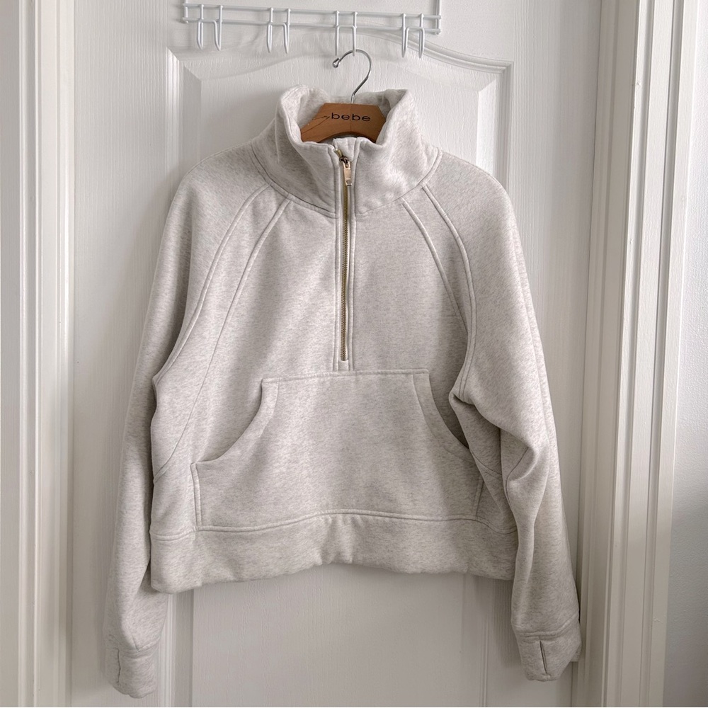 Women Grey Quarter Zip Cropped Sweatshirt Size Medium / Large